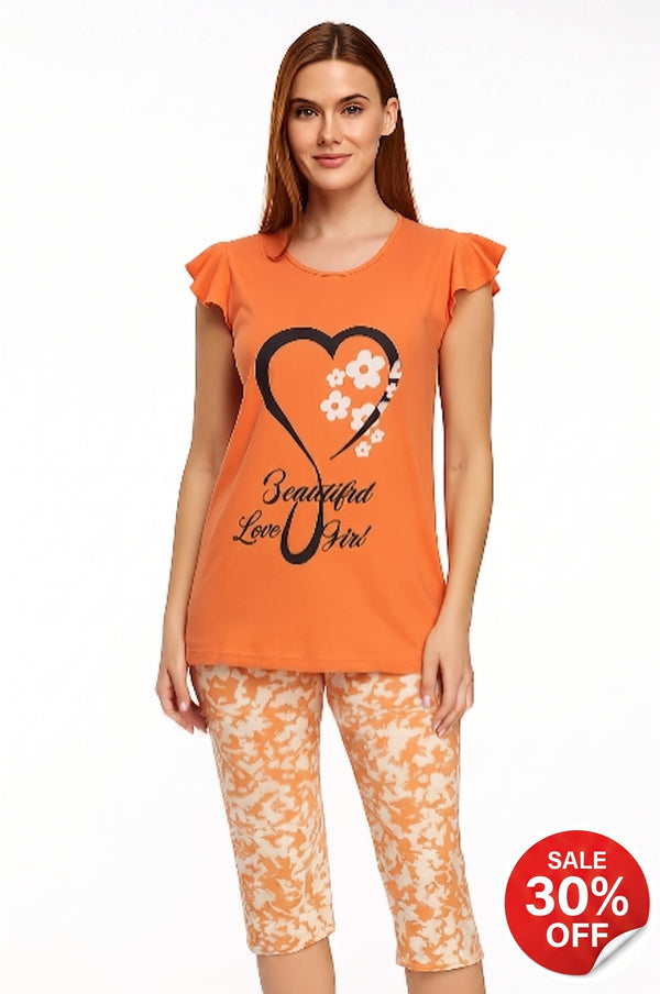 Women's Bermuda Pajamas, Ruffled Blouse and Bermuda