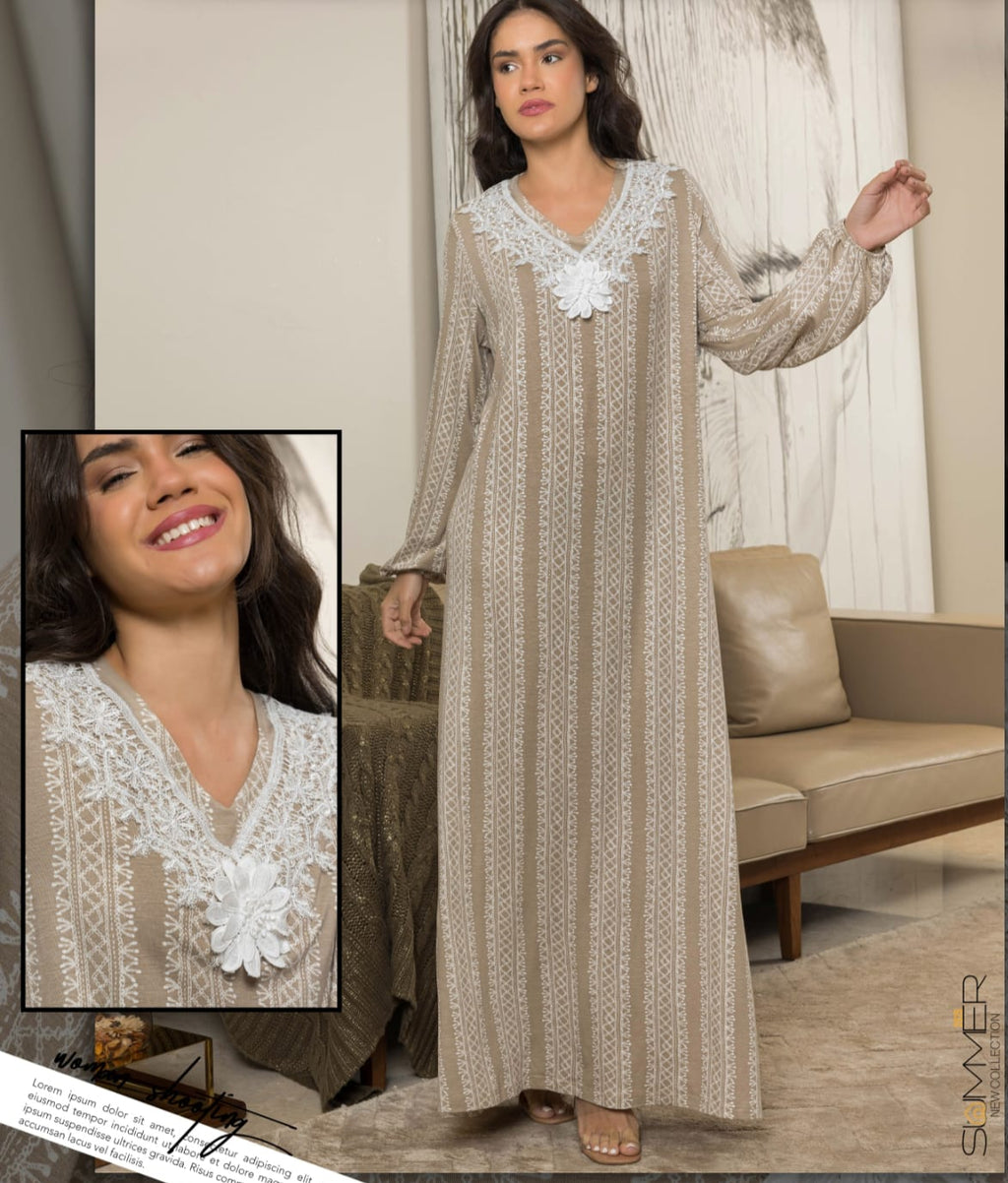 فستان حريمي طويل قطن ليكرا