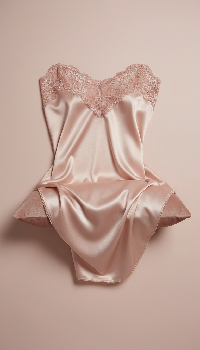Peach veil satin slip