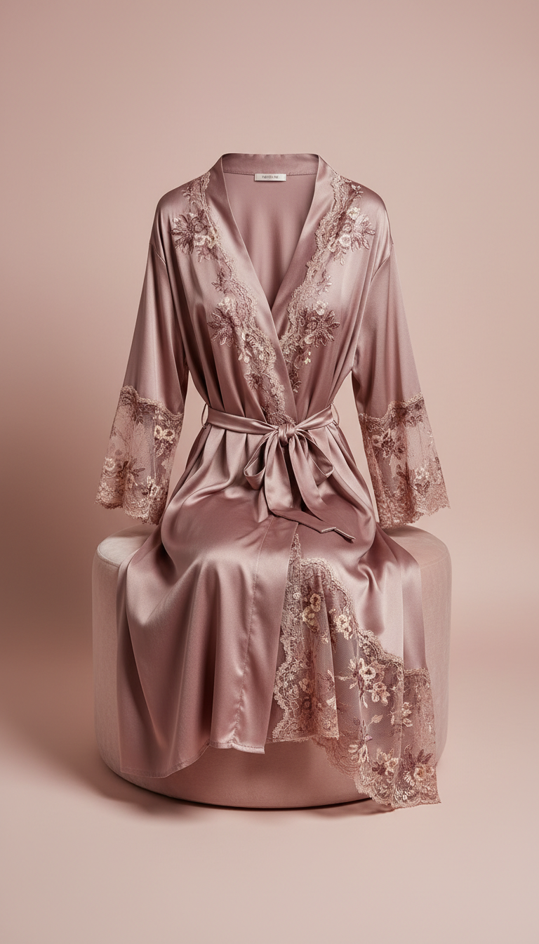 Plum lace embroidered robe